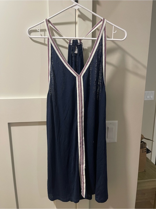 Other - Navy V-Neck Strappy Tank with Contrast Trim